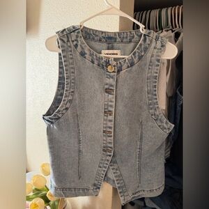 Vigoss Light Blue Denim Button-Front Vest